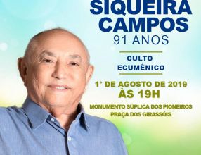 Pioneiros de Palmas celebram 91 anos do Presidente de Honra Senador Siqueira Campos